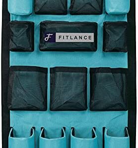 FITLANCE Equine Long Trailer Door Caddy - Horse Trailer Door Caddy Grooming Bag Stall Organizer - Horse Equipment Trailer Door Caddy Storage Bag - Trailer Grooming Bag Door Caddy Organizer (Teal)