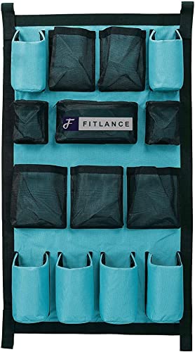 FITLANCE Equine Long Trailer Door Caddy - Horse Trailer Door Caddy Grooming Bag Stall Organizer - Horse Equipment Trailer Door Caddy Storage Bag - Trailer Grooming Bag Door Caddy Organizer (Teal)