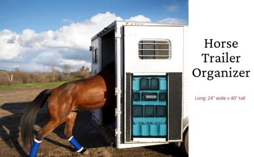 FITLANCE Equine Long Trailer Door Caddy - Horse Trailer Door Caddy Grooming Bag Stall Organizer - Horse Equipment Trailer Door Caddy Storage Bag - Trailer Grooming Bag Door Caddy Organizer (Teal)