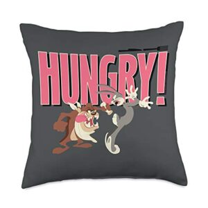 looney tunes bugs and taz hungry throw pillow, 18x18, multicolor