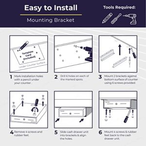 Cash Register Drawer with Under Counter Mounting Metal Bracket - 16” Black Cash Drawer for POS, 5 Bill 6 Coin Cash Tray, Removable Coin Compartment, 24V RJ11/RJ12 Key-Lock, Media Slot - For Businesses