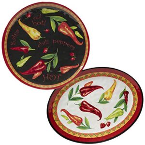 certified international red hot 2 pc melamine platter serving set, multicolor