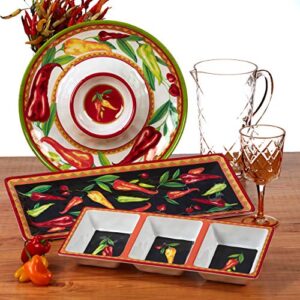 Certified International Red Hot 2 pc Melamine Platter Serving Set, Multicolor