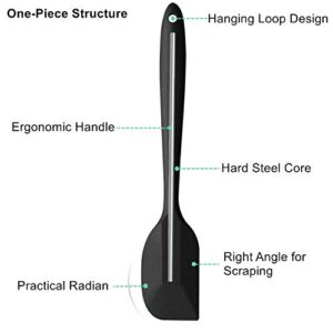 JIANYI 11 Inch Silicone Spatula, One Piece Design Flexible Scraper, Nonstick Small Rubber Kitchen Utensils for Cooking, Baking and Mixing - Black