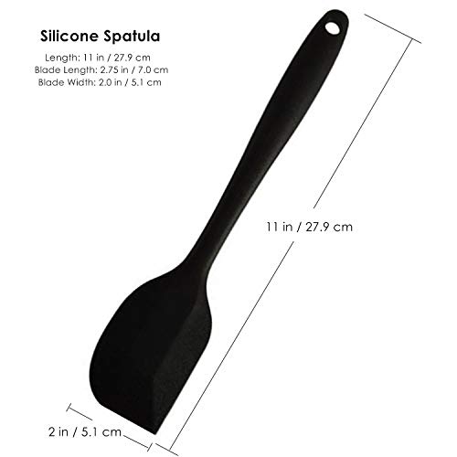 JIANYI 11 Inch Silicone Spatula, One Piece Design Flexible Scraper, Nonstick Small Rubber Kitchen Utensils for Cooking, Baking and Mixing - Black