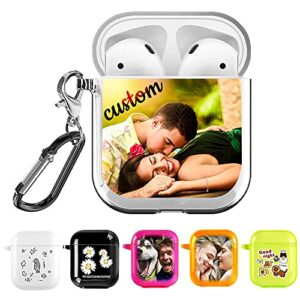 custom name case for apple airpods 2 and 1 cover, personalized gift shock soft clear tpu case with keychain, variety of colors