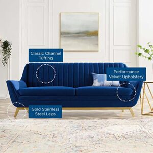 Modway Winsome Channel Tufted Performance Velvet, Sofa, Navy