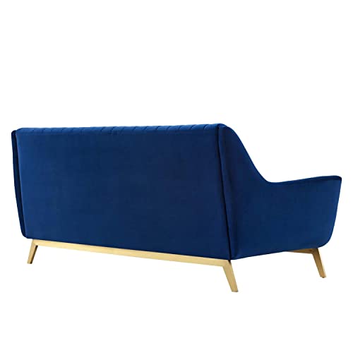 Modway Winsome Channel Tufted Performance Velvet, Sofa, Navy