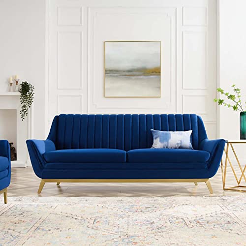 Modway Winsome Channel Tufted Performance Velvet, Sofa, Navy