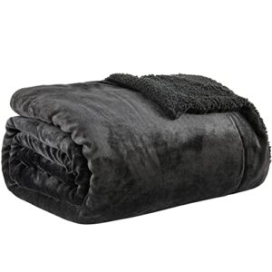 bedelite sherpa fleece throw blankets twin size- 480gsm thick warm winter blankets, super soft fuzzy fluffy cozy blankets for couch, bed, sofa(60" x 80", black)