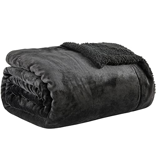 BEDELITE Sherpa Fleece Throw Blankets Twin Size- 480GSM Thick Warm Winter Blankets, Super Soft Fuzzy Fluffy Cozy Blankets for Couch, Bed, Sofa(60" X 80", Black)