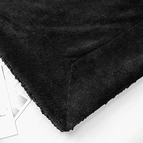 BEDELITE Sherpa Fleece Throw Blankets Twin Size- 480GSM Thick Warm Winter Blankets, Super Soft Fuzzy Fluffy Cozy Blankets for Couch, Bed, Sofa(60" X 80", Black)