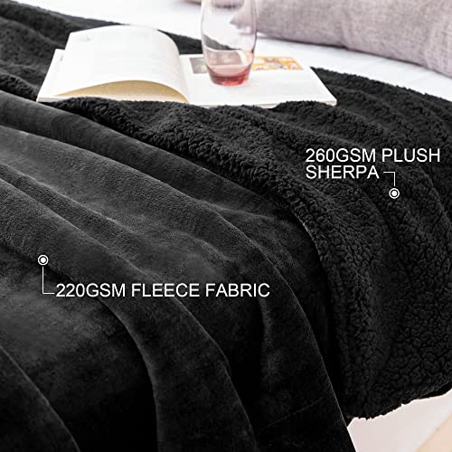 BEDELITE Sherpa Fleece Throw Blankets Twin Size- 480GSM Thick Warm Winter Blankets, Super Soft Fuzzy Fluffy Cozy Blankets for Couch, Bed, Sofa(60" X 80", Black)