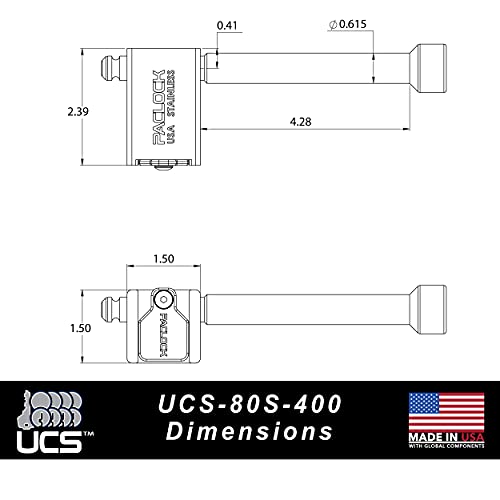 PACLOCK's UCS-80S-400 Trailer Hitch Lock, Buy American Act Compliant, 5/8" Pin for 4" Receivers, Stainless Steel, High Security 6-Pin Cylinder, 1 Lock Keyed to a Number U-Pick! w/ 2 Keys