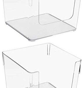 Sorbus Open Plastic Storage Bins Clear Pantry Organizer Box Bin Containers for Organizing Kitchen Fridge, Food, Snack Pantry Cabinet, Fruit, Vegetables, Bathroom Supplies, Square (2-Pack)