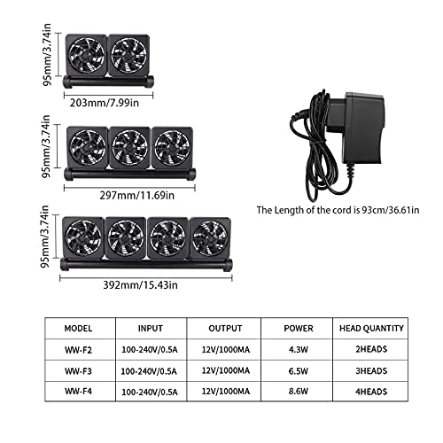 Seven Master Aquarium Chillers, Fish Tank Cooling Fan System 4-Head Wind Power and Angle Adjustable Clip On Chiller, 2 Gears for Control (4-Head)