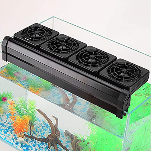 Seven Master Aquarium Chillers, Fish Tank Cooling Fan System 4-Head Wind Power and Angle Adjustable Clip On Chiller, 2 Gears for Control (4-Head)