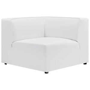 modway mingle vegan leather sectional sofa corner chair, white 37 x 37 x 27