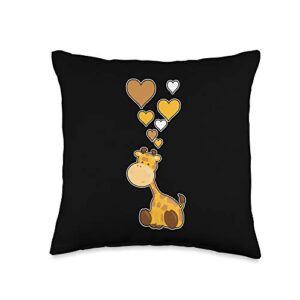 cute giraffe hearts apparel cute hearts-giraffe lover throw pillow, 16x16, multicolor