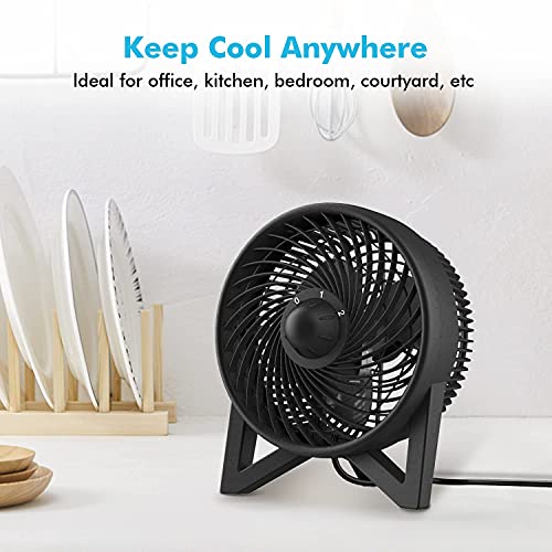 Dr. Prepare Quiet Desk fan, 8 Inch Powerful Table Fan, Small Bedside Fan with 2 Speeds, Portable Personal Cooling Fan for Bedroom Sleeping Tabletop Office Home Kitchen Camping, Black
