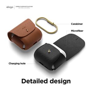 elago Leather Case Compatible with AirPods 3 Case - Compatible with AirPods 3rd Generation Case, Natural Cowhide Leather Case Cover with Brass Ring Holder, Supports Wireless Charging [Brown]
