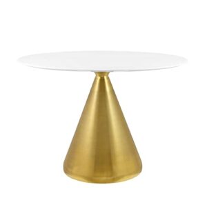 modway tupelo oval 42" dining table, 42 inch, gold white