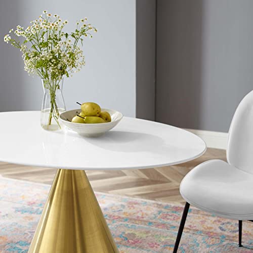 Modway Tupelo Oval 42" Dining Table, 42 Inch, Gold White