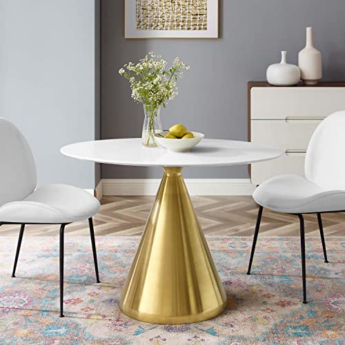 Modway Tupelo Oval 42" Dining Table, 42 Inch, Gold White