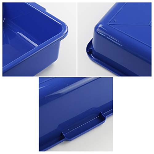 Xyskin Plastic Rectangle Utility Bus Box, Commercial Totes Tubs, Blue, 4 Packs