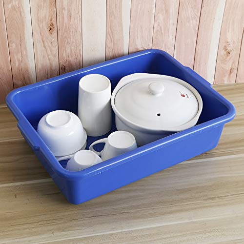 Xyskin Plastic Rectangle Utility Bus Box, Commercial Totes Tubs, Blue, 4 Packs