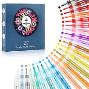 acrylic paint pens for rock painting kit, set of 24 vibrant colors paint markers for porcelain,glass,pebbles,canvas,wood and diy mug,gifts for christmas easter egg pumpkins