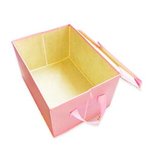 BelugaDesign Moon Large Bin Organizer | Big Storage Foldable Basket | Pink White Pastel Sailor Anime Cute Kawaii Cardboard | Collapsible Box for Office, Desk (Wink, Hearts)