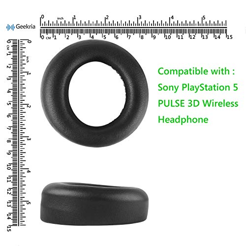 Geekria QuickFit Replacement Ear Pads for Sony Playstation 5 PS5 Pulse 3D Wireless Headphones Ear Cushions, Headset Earpads, Ear Cups Repair Parts (Black)