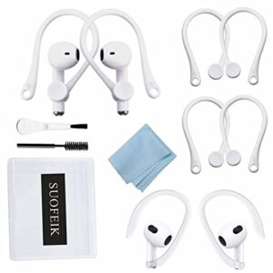 3+1 pairs ear hooks for airpods 1 & 2 & 3 and airpods pro, professional anti-drop silicone earbuds tips hook compatible with apple airpods 1 & 2 & 3 and airpods pro (3+1pairs white)