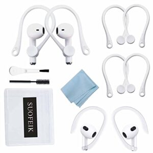 3+1 Pairs Ear Hooks for AirPods 1 & 2 & 3 and AirPods Pro, Professional Anti-Drop Silicone Earbuds Tips Hook Compatible with Apple AirPods 1 & 2 & 3 and AirPods Pro (3+1Pairs White)