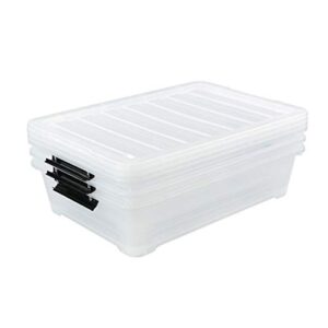 Lesbin 3-Pack Plastic Under bed Storage Box, Clear Latch Bin with Lid, 40 Quart