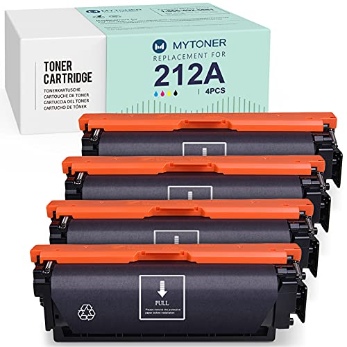 MYTONER Remanufactured Toner Cartridge Replacement for HP 212A 212 W2120A W2121A W2122A W2123A for Color Laserjet Enterprise M554 M555 Flow MFP M578 Printer NO CHIP (Black,Cyan,Magenta,Yellow,4-Pack)