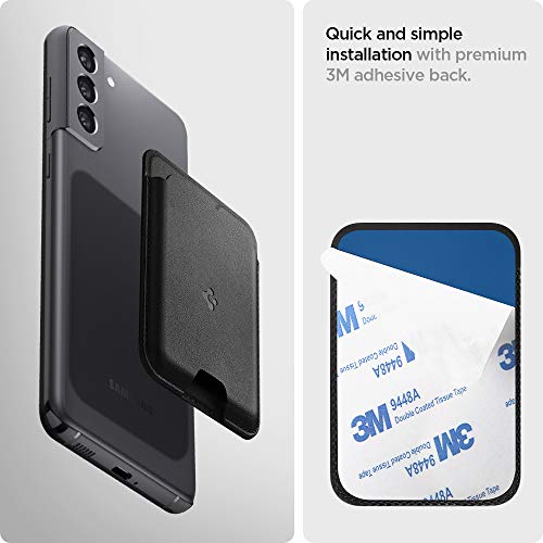 Spigen Valentinus Phone Card Holder for Back of Phone, Stick on Phone Wallet, Credit Card Wallet with 3M Sticker Designed for iPhone, Samsung Galaxy, Android, All Smartphones - Black