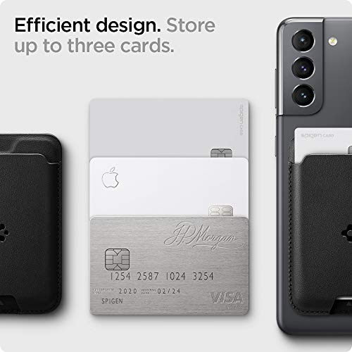 Spigen Valentinus Phone Card Holder for Back of Phone, Stick on Phone Wallet, Credit Card Wallet with 3M Sticker Designed for iPhone, Samsung Galaxy, Android, All Smartphones - Black