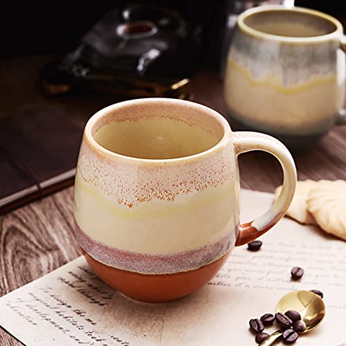 Large Coffee Mugs 16 oz for Men/Women, Vivimme Coffee Mug Set with Spoons, 2-Pack Ceramic Tea Mug for Soup, Hot Cocoa, Funny Tea Cups for Office and Home, Coffee Mugs for Couples, Engagement Gifts