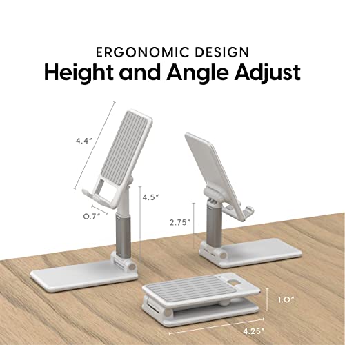TALK WORKS Adjustable Cell Phone Desk Mount Compatible w/ iPhone 13/ Pro/ Pro Max,14/Plus/Pro/Pro Max - Flexible Stand for Office, Home, Tabletop (White)