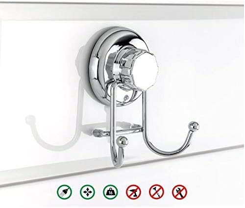 Stainless Steel Vacuum Hook, Super Suction Suction Cup,Suitable for Bathroom and Kitchen(Two Pieces) (Silver)