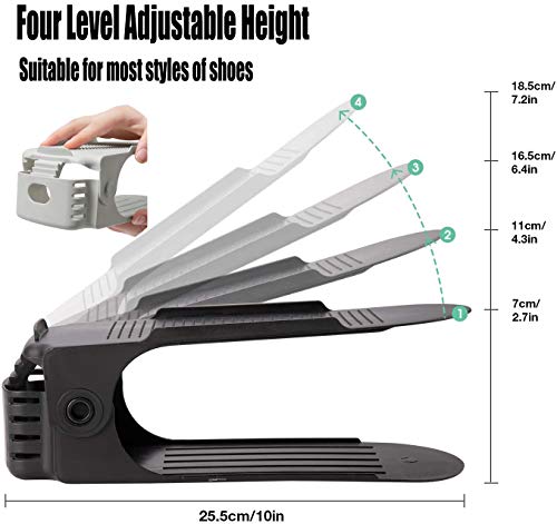 RISETEX 12 Pack Shoe Slots Organizer, Adjustable Double Layer Shoe Stack Sandals Rack, 50% Space-Saving Storage Shoe Stacker Holder for Closet Organization