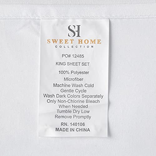 King Size Sheets - Breathable Luxury Bed Sheets with Full Elastic & Secure Corner Straps Built In - 1800 Supreme Collection Extra Soft Deep Pocket Bedding, Sheet Set, EXTRA DEEP pocket - King, White