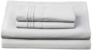 queen size bed sheets - breathable luxury sheets with full elastic & secure corner straps built in - 1800 supreme collection soft deep pocket bedding, sheet set, extra deep pocket - queen, silver