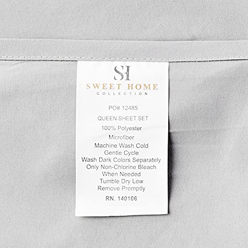 Queen Size Bed Sheets - Breathable Luxury Sheets with Full Elastic & Secure Corner Straps Built In - 1800 Supreme Collection Soft Deep Pocket Bedding, Sheet Set, EXTRA DEEP pocket - Queen, Silver