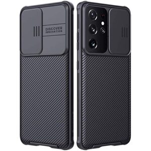 imluckies for samsung galaxy s21 ultra case with camera cover, hard pc back & soft bumper, protective & slim fit, camera protection case for samsung galaxy s21 ultra 6.8"-black