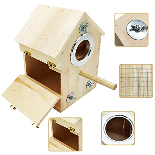 kathson Bird Nesting House，Wooden Bird Breeding Nest Parrot Breeding Mating Box for Hummingbirds Lovebirds Cockatiel Budgie Finch