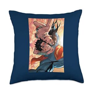wonder woman superman flying selfie throw pillow, 18x18, multicolor