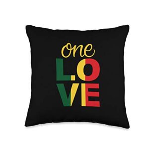 rasta roots vibration rasta one love reggae jamaican throw pillow, 16x16, multicolor